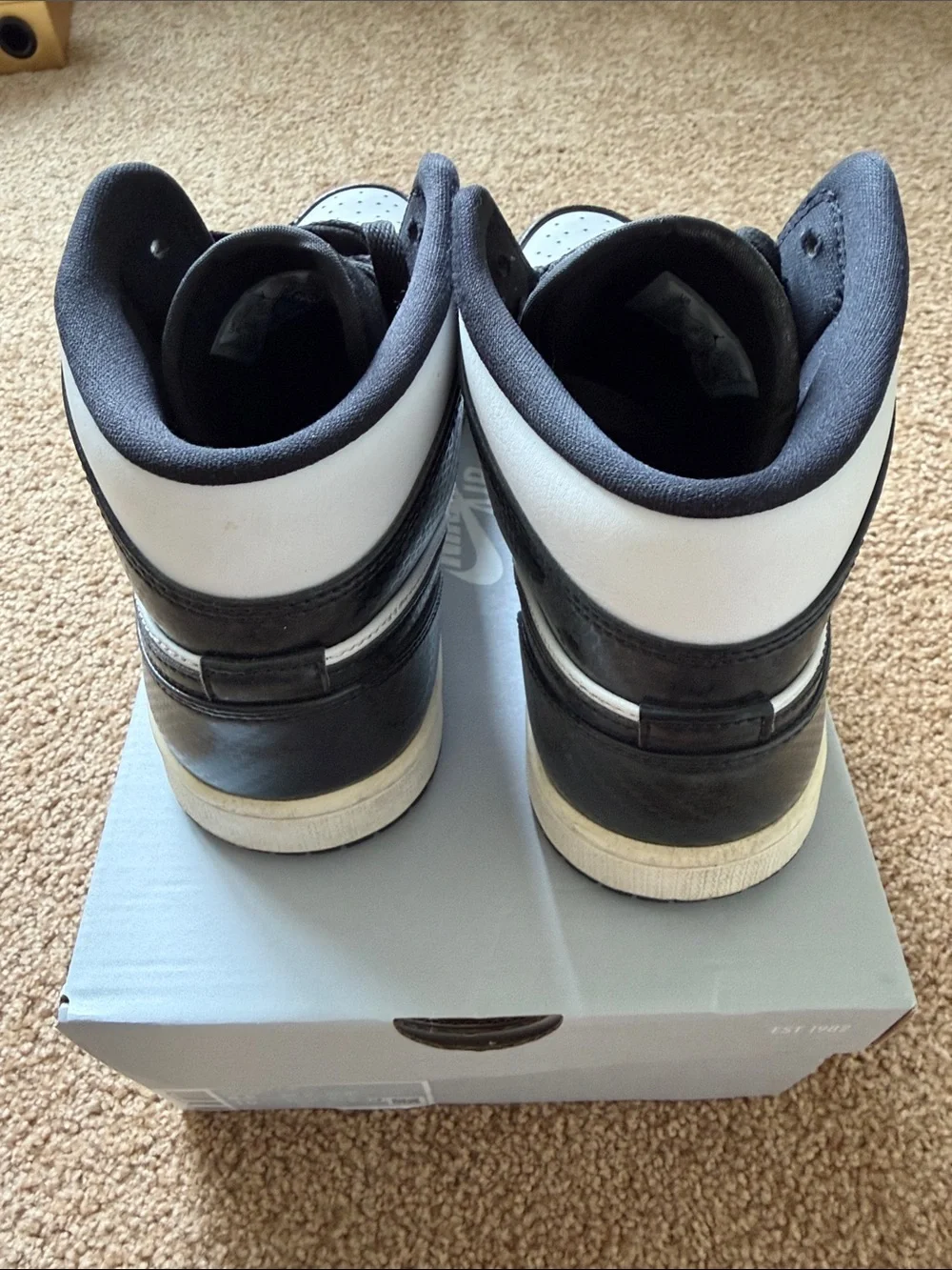 Nike Air Jordan 1 Mid Black and White Men's Sneakers